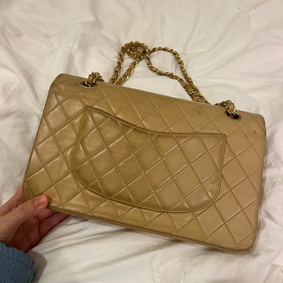 Chanel Classic Double Flap 10” Beige Lambskin Bag - Picture 12 of 16